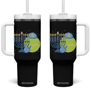 Jewish Tennis Player Hanukkah Tumbler With Handle Funny Racquet Lover Gift TS12 One Size: 40 oz Black Print Your Wear