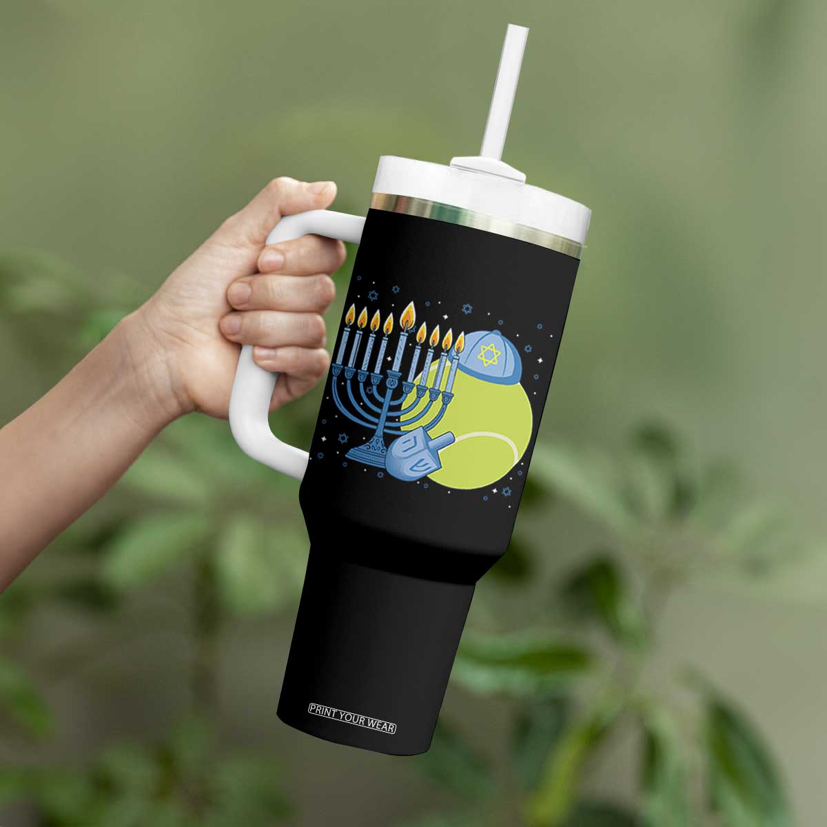 Jewish Tennis Player Hanukkah Tumbler With Handle Funny Racquet Lover Gift TS12 Print Your Wear