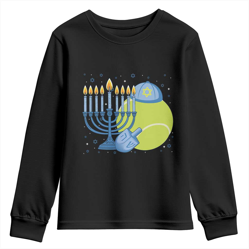Jewish Tennis Player Hanukkah Youth Sweatshirt Funny Racquet Lover Gift TS12 Black Print Your Wear