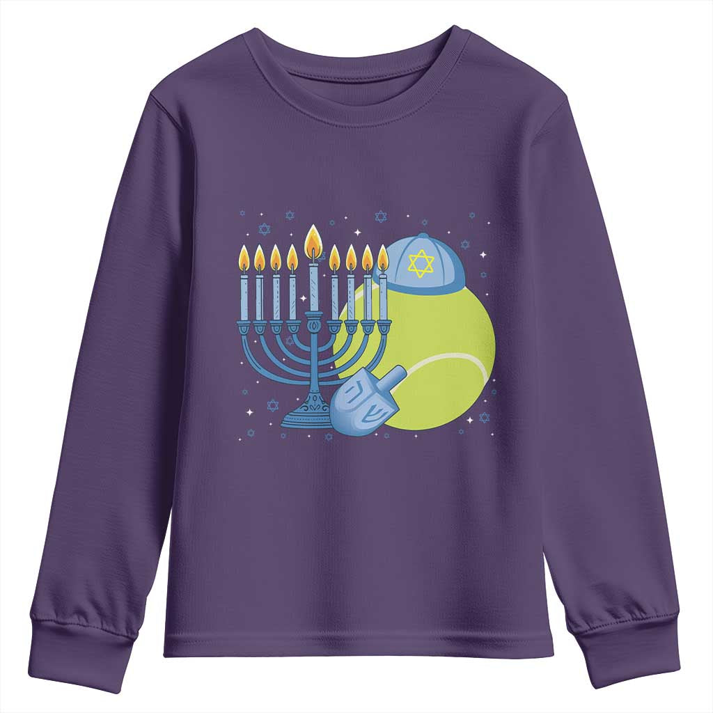 Jewish Tennis Player Hanukkah Youth Sweatshirt Funny Racquet Lover Gift TS12 Purple Print Your Wear