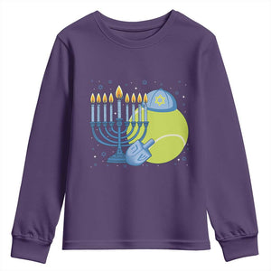 Jewish Tennis Player Hanukkah Youth Sweatshirt Funny Racquet Lover Gift TS12 Purple Print Your Wear