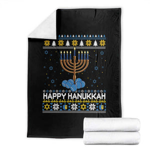 Funny Happy Hanukkah Ugly Sweater Tennis Lover Gift Throw Blanket TS12 Black Print Your Wear