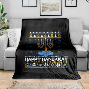 Funny Happy Hanukkah Ugly Sweater Tennis Lover Gift Throw Blanket TS12 Print Your Wear