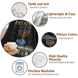 Funny Happy Hanukkah Ugly Sweater Tennis Lover Gift Throw Blanket TS12 Print Your Wear