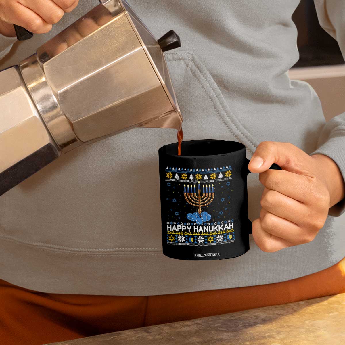 Funny Happy Hanukkah Ugly Sweater Tennis Lover Gift Coffee Mug TS12 Print Your Wear