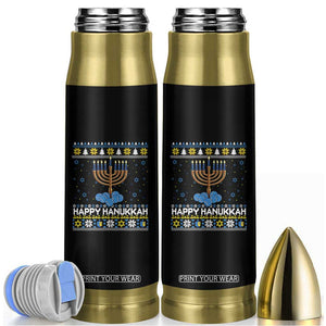 Funny Happy Hanukkah Ugly Sweater Tennis Lover Gift Bullet Tumbler TS12 Black Print Your Wear
