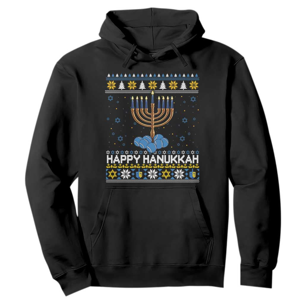 Funny Happy Hanukkah Ugly Sweater Tennis Lover Gift Hoodie TS12 Black Print Your Wear