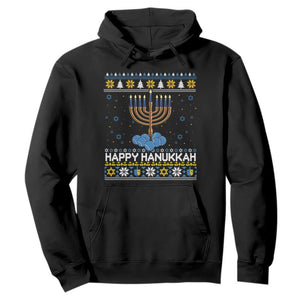 Funny Happy Hanukkah Ugly Sweater Tennis Lover Gift Hoodie TS12 Black Print Your Wear