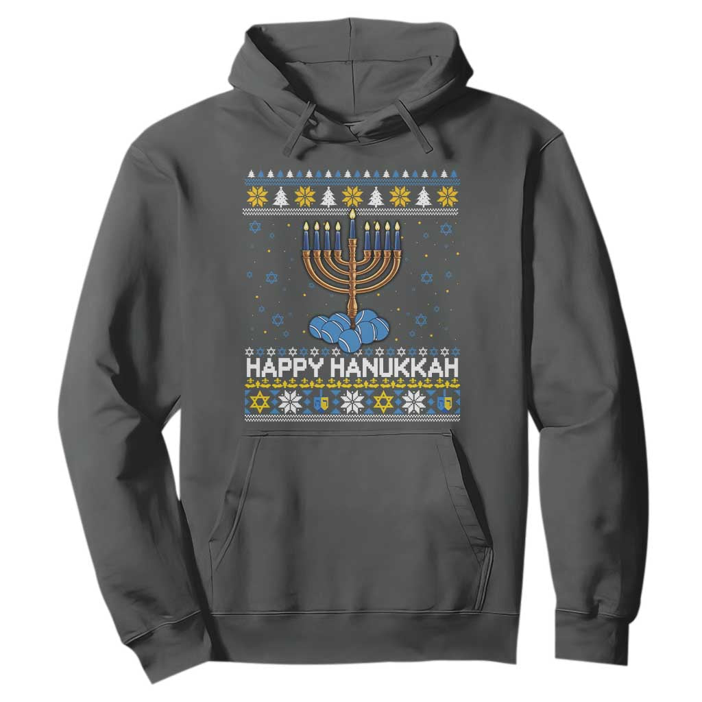 Funny Happy Hanukkah Ugly Sweater Tennis Lover Gift Hoodie TS12 Dark Heather Print Your Wear