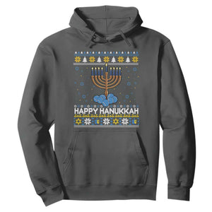 Funny Happy Hanukkah Ugly Sweater Tennis Lover Gift Hoodie TS12 Dark Heather Print Your Wear