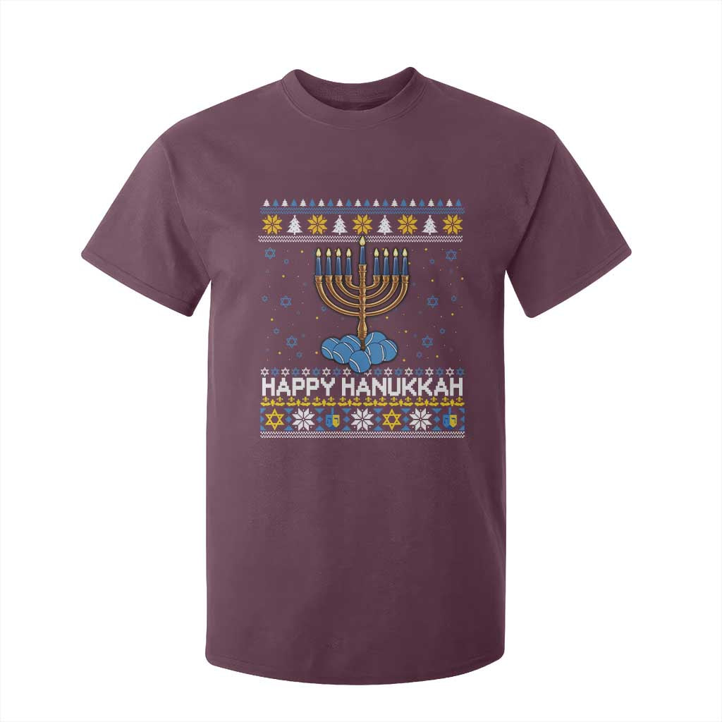 Funny Happy Hanukkah Ugly Sweater Tennis Lover Gift T Shirt For Kid TS12 Maroon Print Your Wear