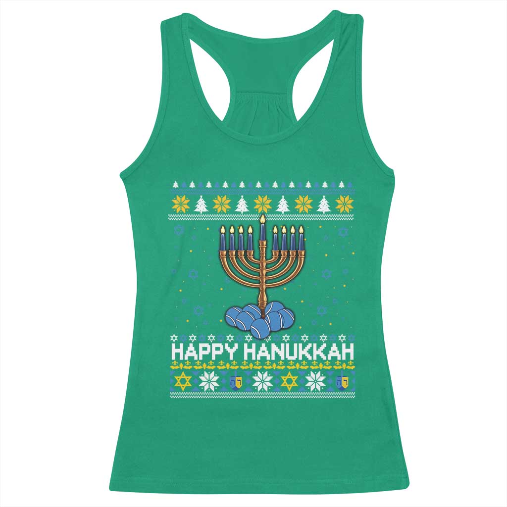 Funny Happy Hanukkah Ugly Sweater Tennis Lover Gift Racerback Tank Top TS12 Irish Green Print Your Wear