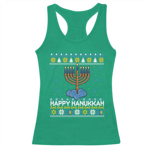 Funny Happy Hanukkah Ugly Sweater Tennis Lover Gift Racerback Tank Top TS12 Irish Green Print Your Wear