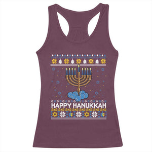 Funny Happy Hanukkah Ugly Sweater Tennis Lover Gift Racerback Tank Top TS12 Maroon Print Your Wear