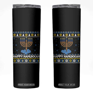 Funny Happy Hanukkah Ugly Sweater Tennis Lover Gift Skinny Tumbler TS12 Black Print Your Wear