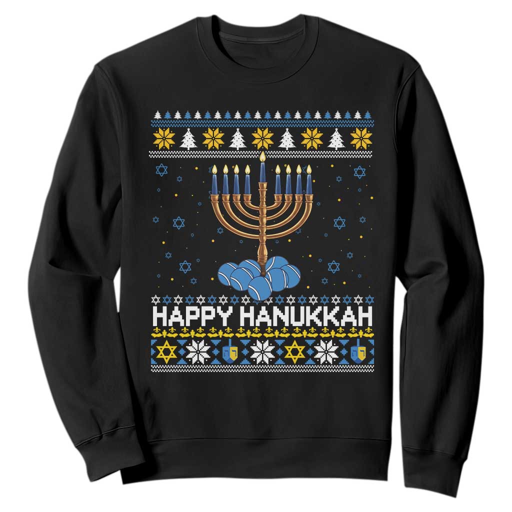 Funny Happy Hanukkah Ugly Sweater Tennis Lover Gift Sweatshirt TS12 Black Print Your Wear