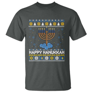 Funny Happy Hanukkah Ugly Sweater Tennis Lover Gift T Shirt TS12 Dark Heather Print Your Wear