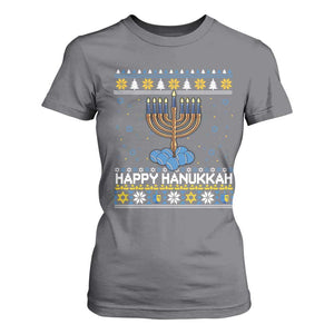 Funny Happy Hanukkah Ugly Sweater Tennis Lover Gift T Shirt For Women TS12 Charcoal Print Your Wear