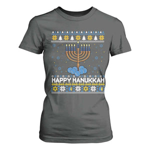 Funny Happy Hanukkah Ugly Sweater Tennis Lover Gift T Shirt For Women TS12 Dark Heather Print Your Wear