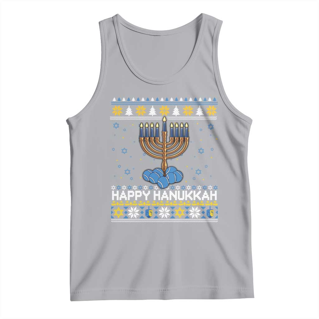 Funny Happy Hanukkah Ugly Sweater Tennis Lover Gift Tank Top TS12 Athletic Heather Print Your Wear