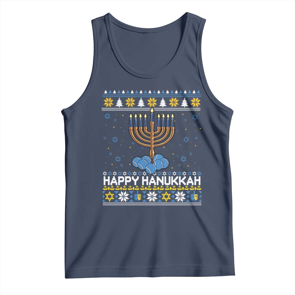 Funny Happy Hanukkah Ugly Sweater Tennis Lover Gift Tank Top TS12 Navy Print Your Wear
