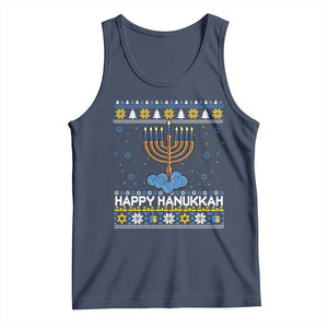 Funny Happy Hanukkah Ugly Sweater Tennis Lover Gift Tank Top TS12 Navy Print Your Wear