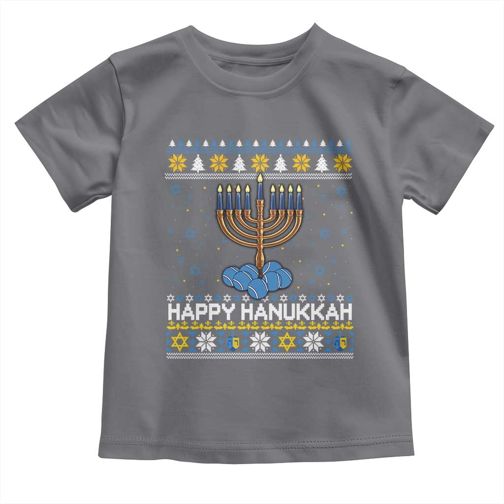 Funny Happy Hanukkah Ugly Sweater Tennis Lover Gift Toddler T Shirt TS12 Charcoal Print Your Wear