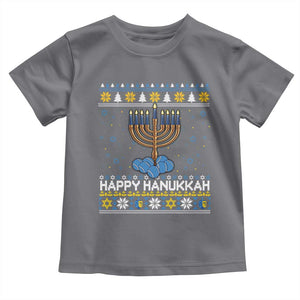 Funny Happy Hanukkah Ugly Sweater Tennis Lover Gift Toddler T Shirt TS12 Charcoal Print Your Wear