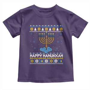 Funny Happy Hanukkah Ugly Sweater Tennis Lover Gift Toddler T Shirt TS12 Purple Print Your Wear