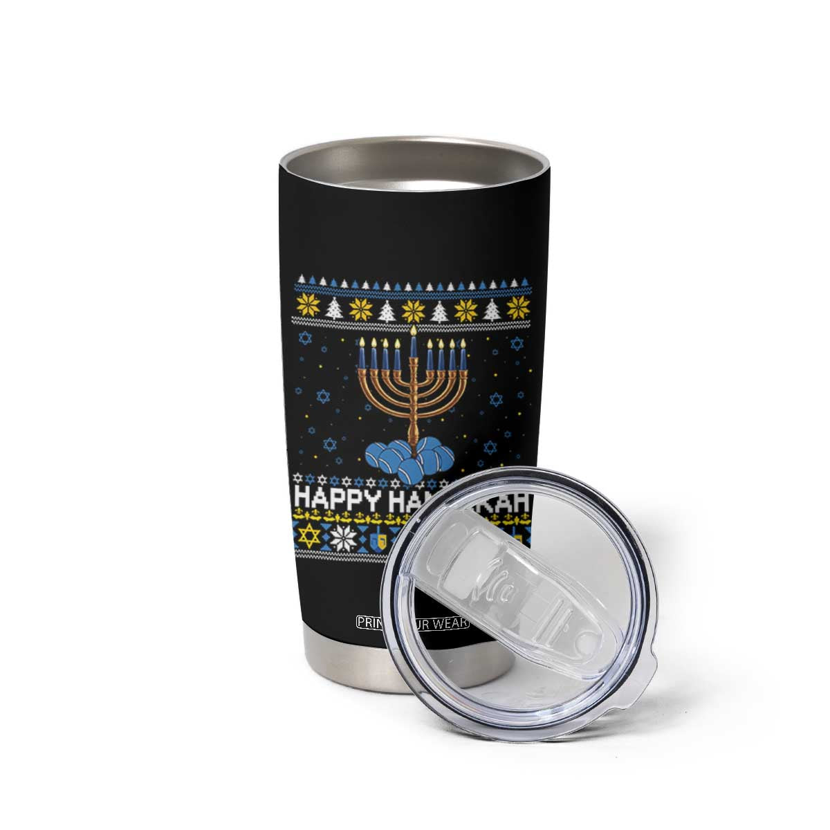 Funny Happy Hanukkah Ugly Sweater Tennis Lover Gift Tumbler Cup TS12 Print Your Wear