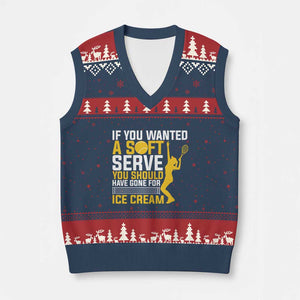 If You Wanted Soft Serve Gone For Ice Cream V-Neck Knit Sweater Vest Tennis Lover Gift TS12 Navy Red Print Your Wear