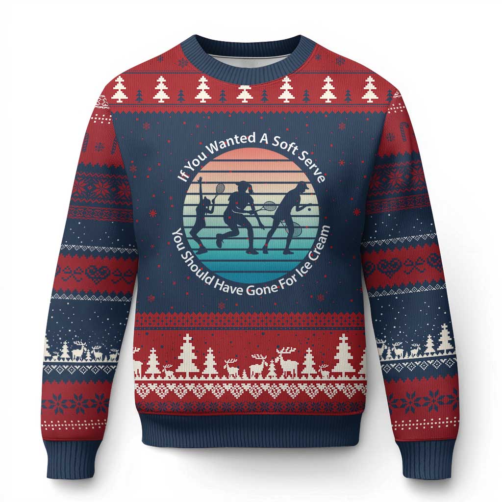 Sarcastic Tennis Girl Gift Ugly Christmas Sweater If You Wanted Soft Serve Gone For Ice Cream TS12 Navy Red Print Your Wear
