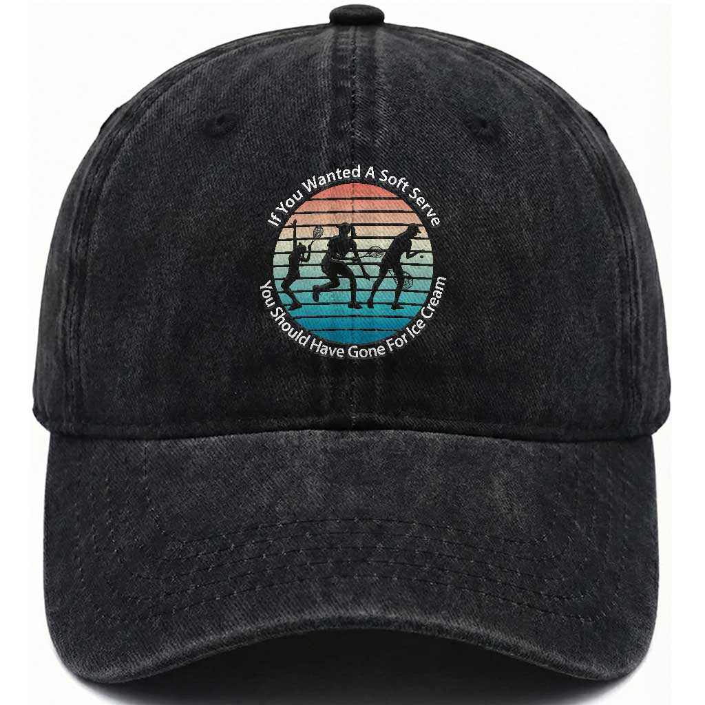 Sarcastic Tennis Girl Gift Washed Cotton Baseball Cap If You Wanted Soft Serve Gone For Ice Cream TS12 Print Your Wear