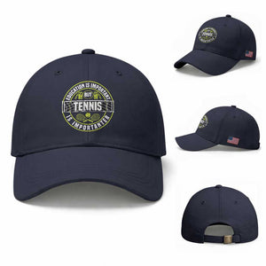 Education Is Important But Tennis Is Importanter Baseball Cap Tennis Lover TS12 Baseball Cap Universal Fit Navy Print Your Wear