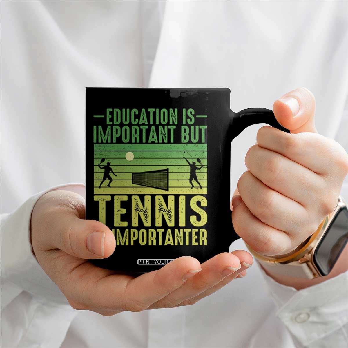 Vintage Retro Tennis Quote Coffee Mug Education Is Important But Tennis Is Importanter TS12 Print Your Wear