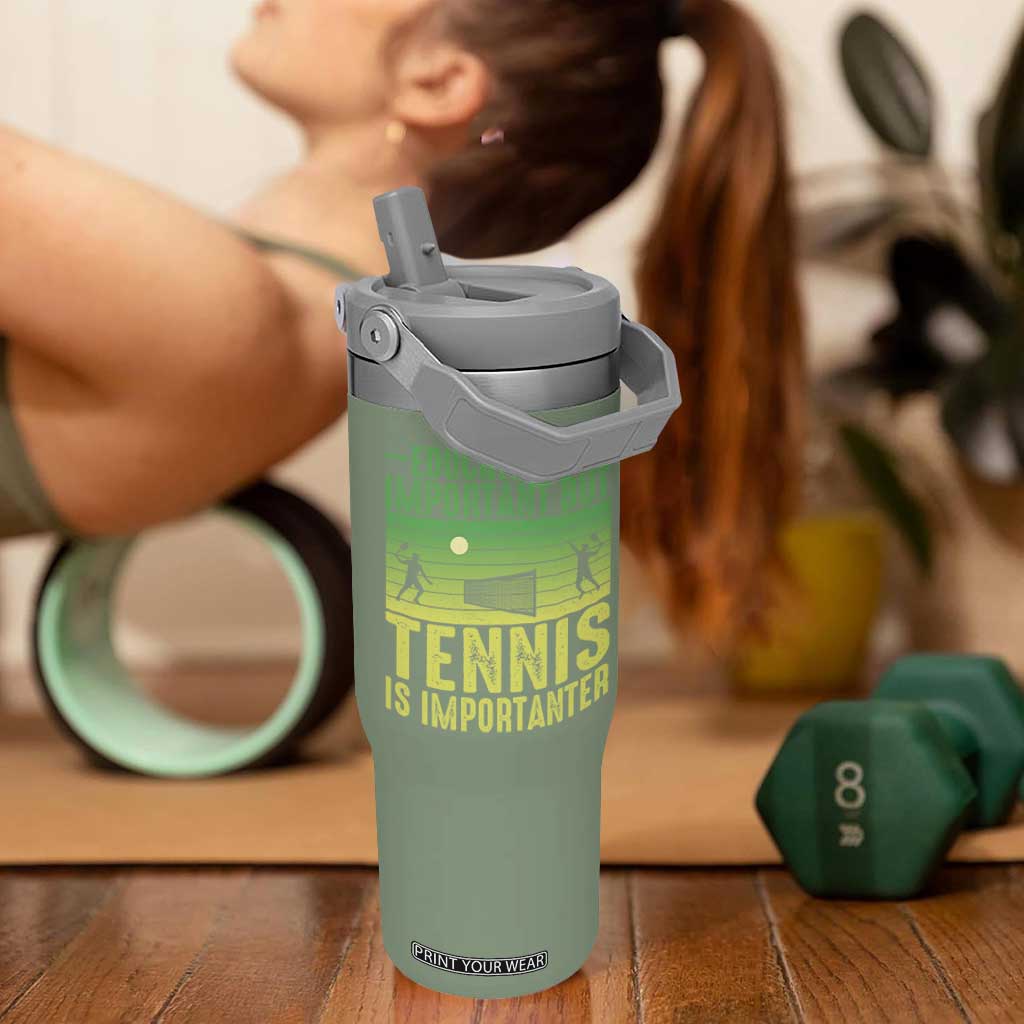 Vintage Retro Tennis Quote Flip Straw Tumbler Education Is Important But Tennis Is Importanter TS12 One Size: 30 oz Moss Green Print Your Wear