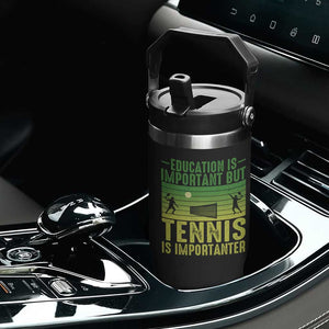 Vintage Retro Tennis Quote Flip Straw Tumbler Education Is Important But Tennis Is Importanter TS12 Print Your Wear