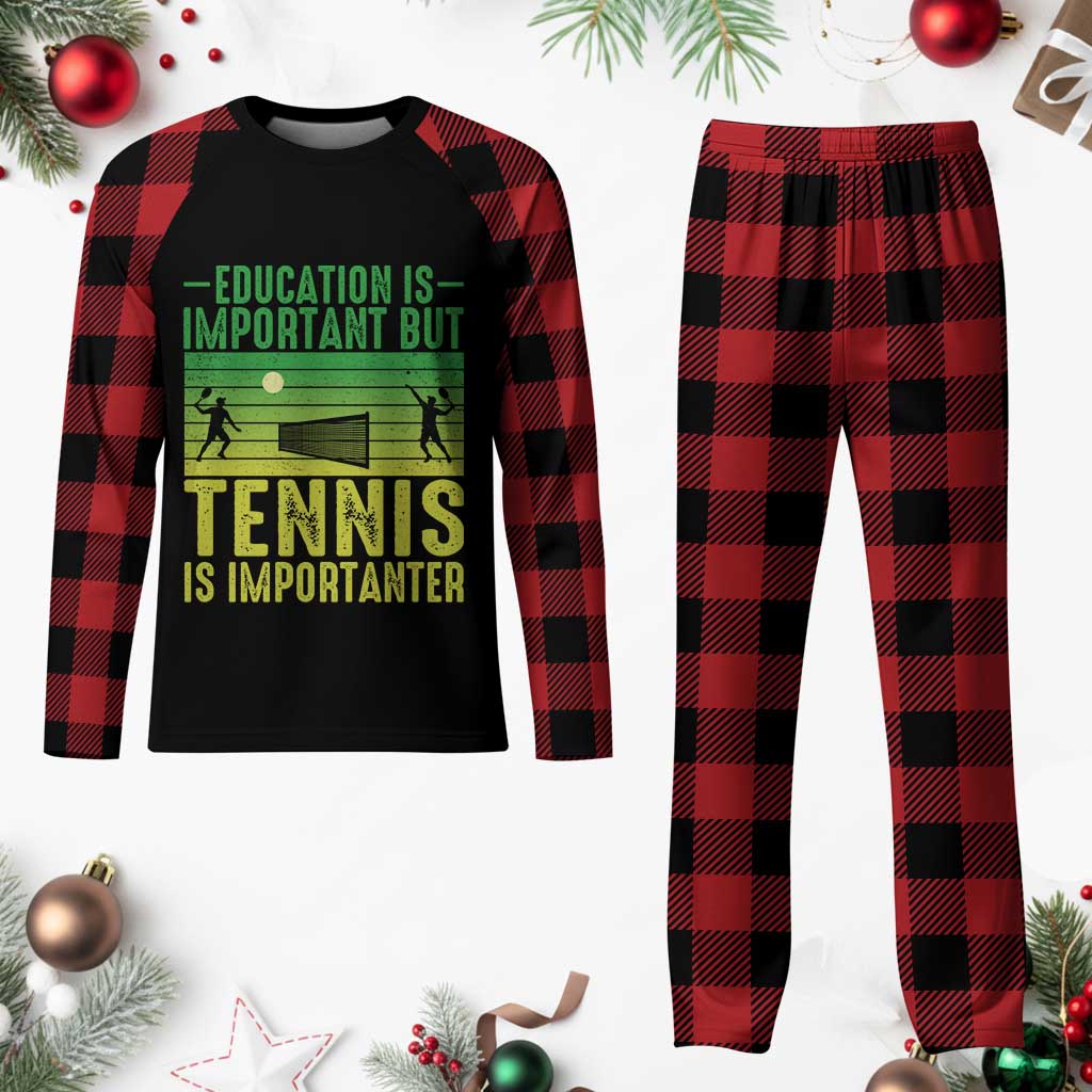 Vintage Retro Tennis Quote Plaid Pajama Set Education Is Important But Tennis Is Importanter TS12 Buffalo Plaid Print Your Wear