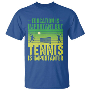 Vintage Retro Tennis Quote T Shirt Education Is Important But Tennis Is Importanter TS12 Royal Blue Print Your Wear