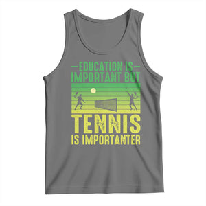 Vintage Retro Tennis Quote Tank Top Education Is Important But Tennis Is Importanter TS12 Black Heather Print Your Wear