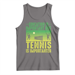 Vintage Retro Tennis Quote Tank Top Education Is Important But Tennis Is Importanter TS12 Deep Heather Print Your Wear