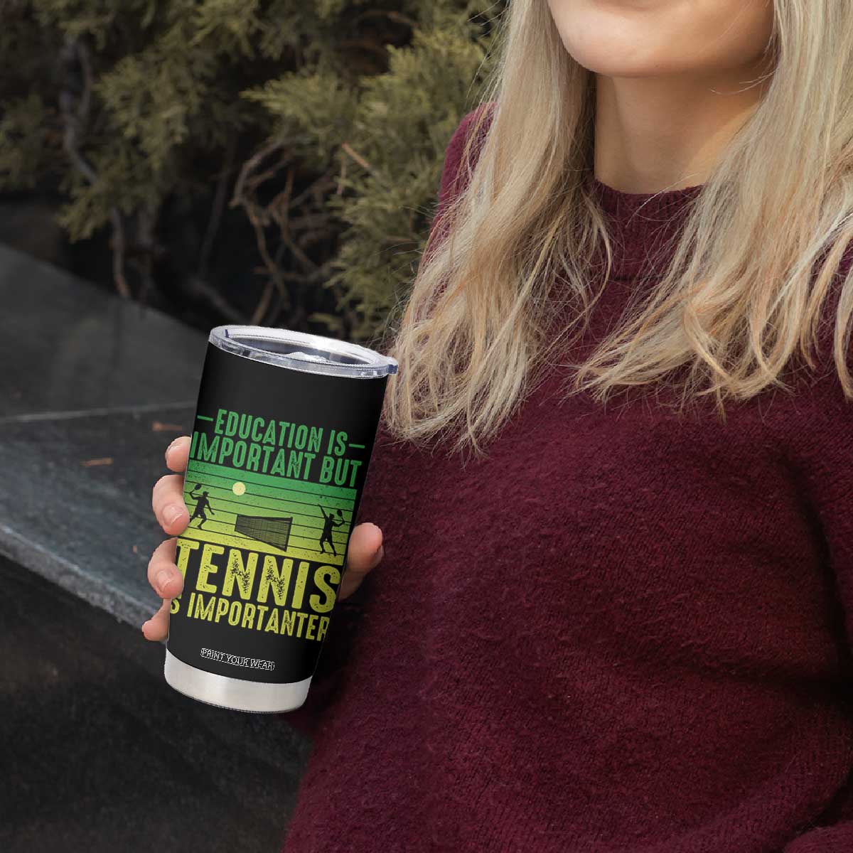 Vintage Retro Tennis Quote Tumbler Cup Education Is Important But Tennis Is Importanter TS12 Print Your Wear