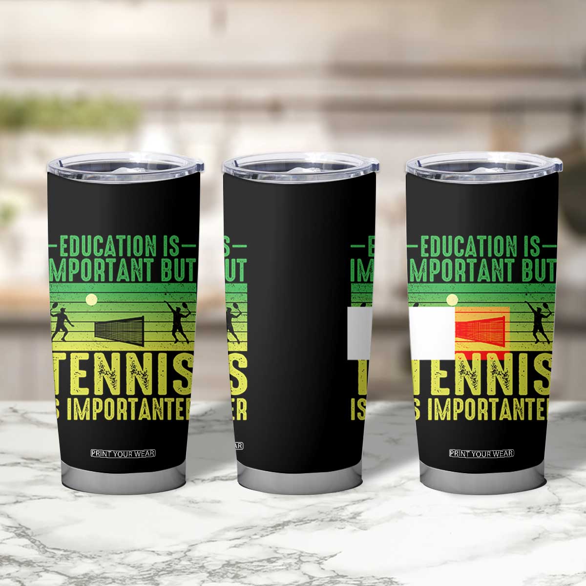 Vintage Retro Tennis Quote Tumbler Cup Education Is Important But Tennis Is Importanter TS12 Print Your Wear