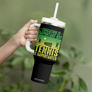 Vintage Retro Tennis Quote Tumbler With Handle Education Is Important But Tennis Is Importanter TS12 Print Your Wear