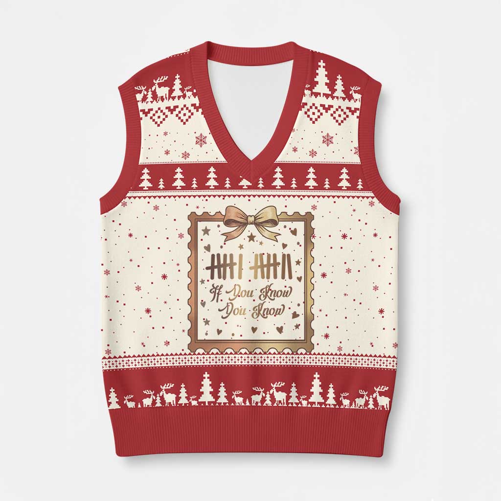 If You Know You Know Six Seven Meme V-Neck Knit Sweater Vest African American Gift TS12 Beige Red Print Your Wear