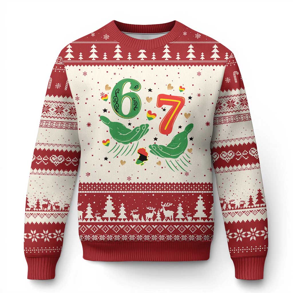 67 Meme Black History Month Ugly Christmas Sweater African American Gift TS12 Beige Red Print Your Wear