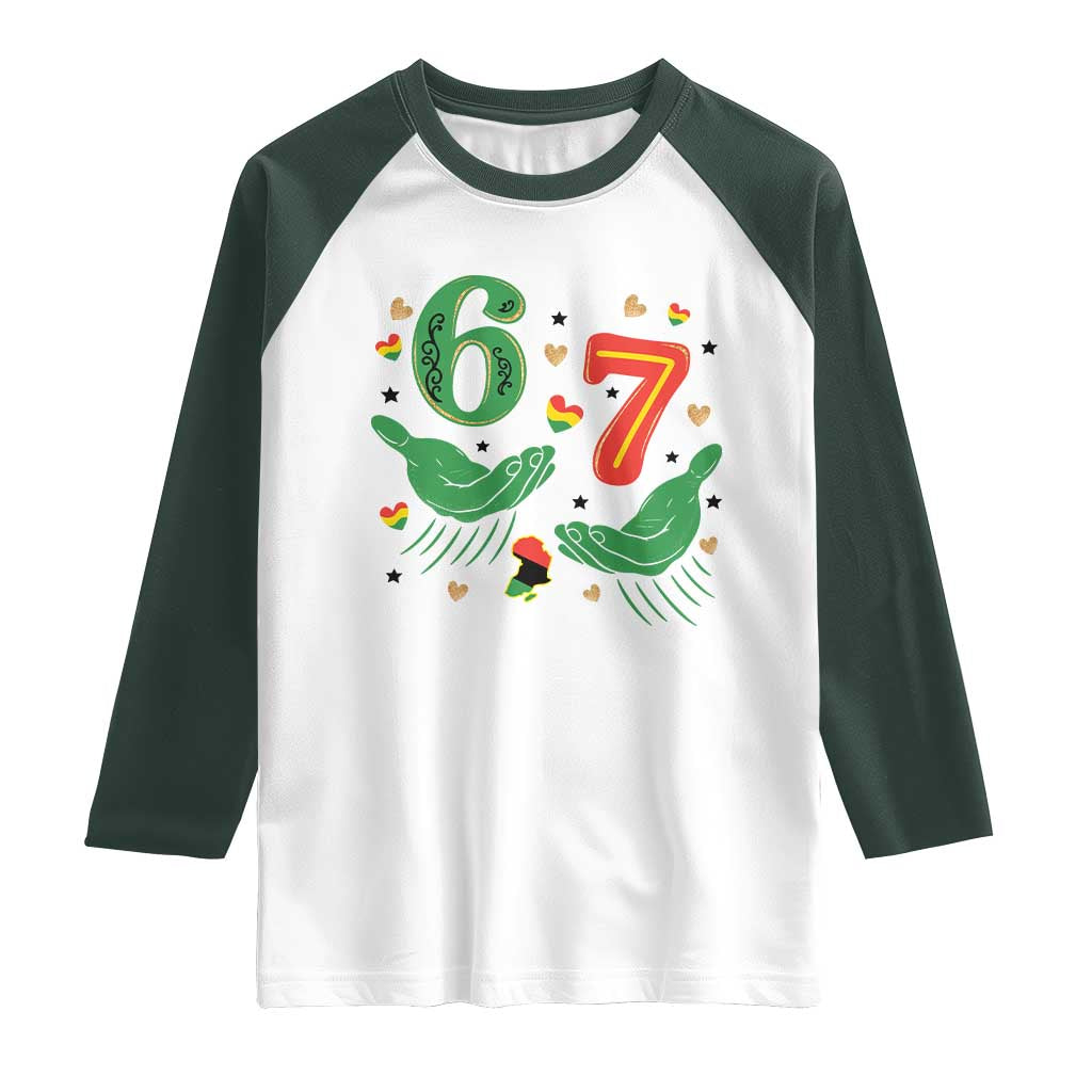67 Meme Black History Month Raglan Shirt African American Gift TS12 White Dark Forest Green Print Your Wear