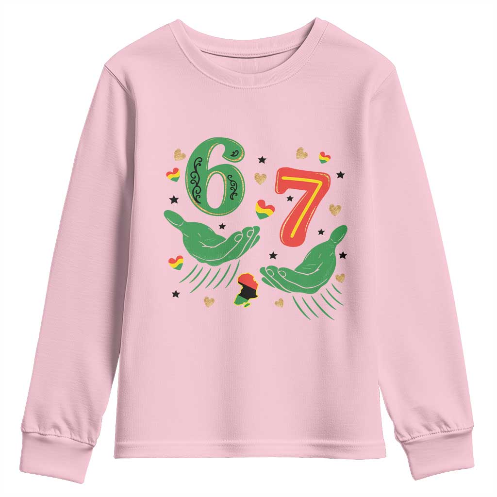 67 Meme Black History Month Youth Sweatshirt African American Gift TS12 Light Pink Print Your Wear