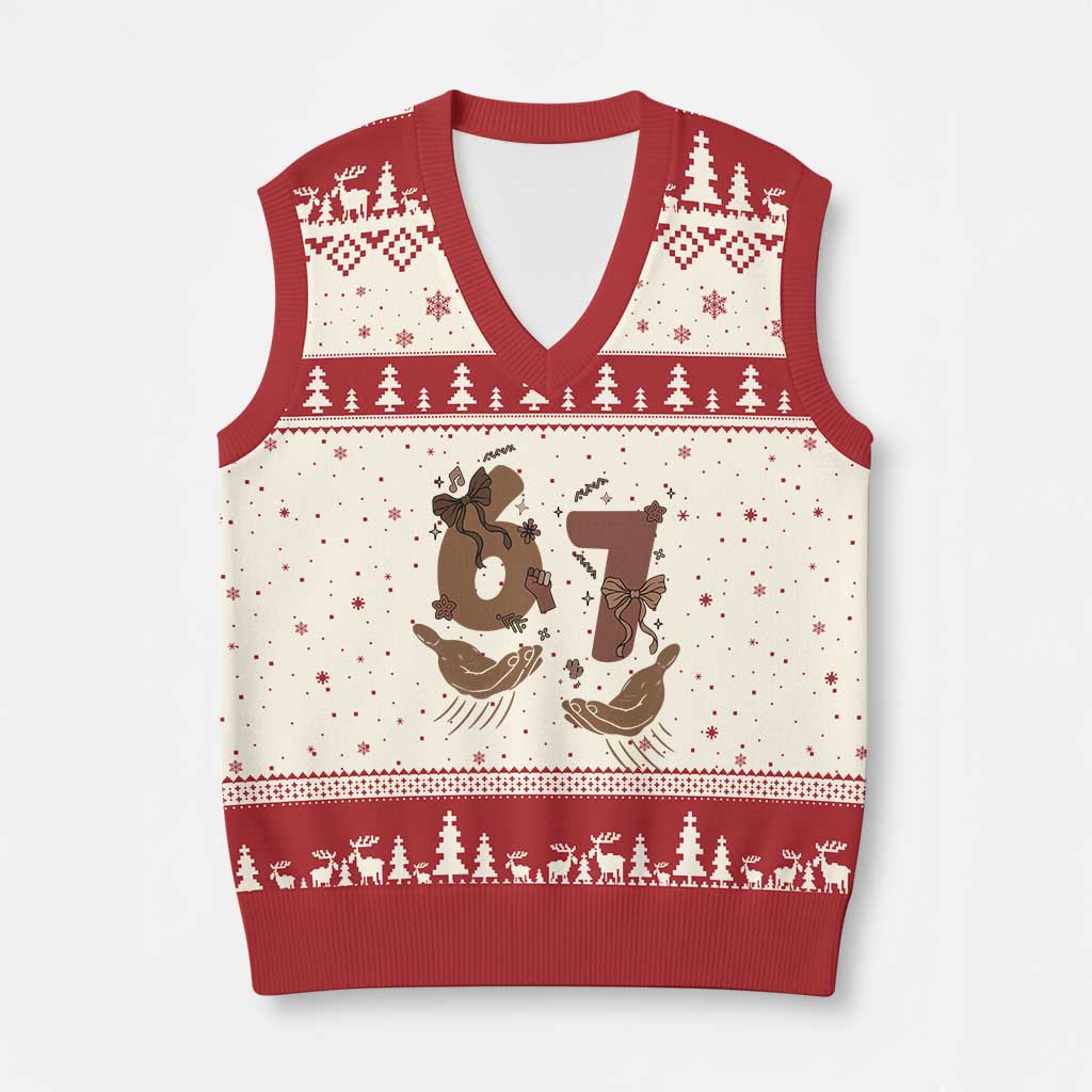 Funny Six Seven Meme V-Neck Knit Sweater Vest Black History Women Gift TS12 Beige Red Print Your Wear