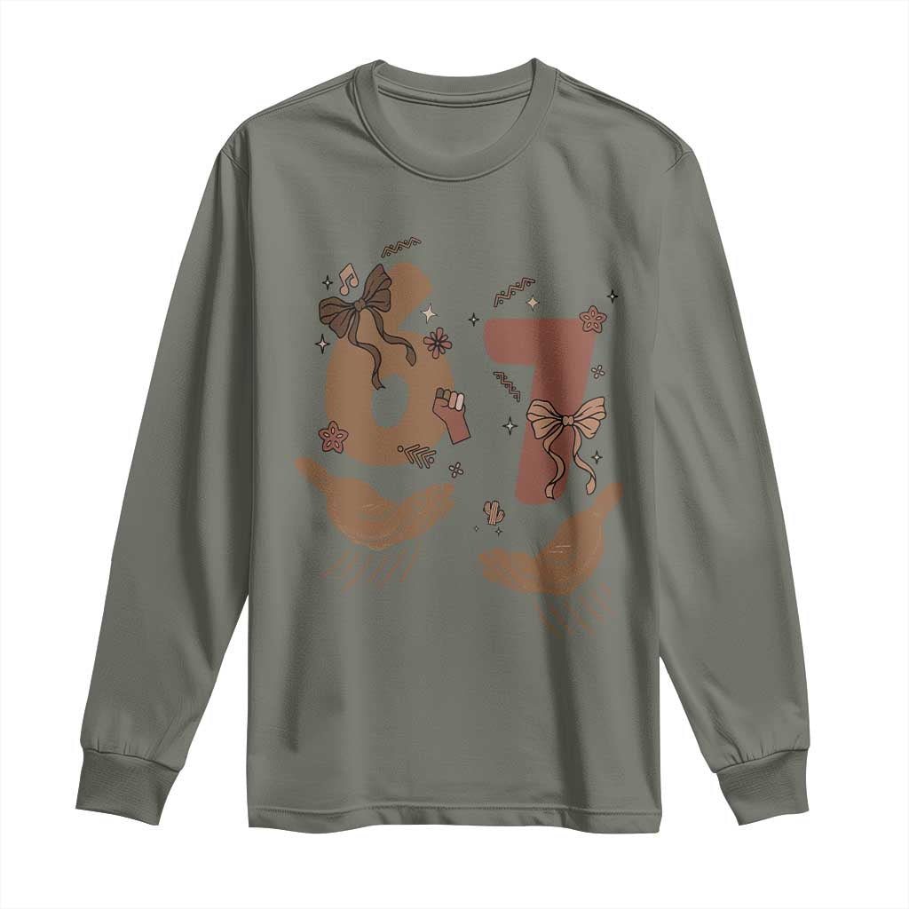 Funny Six Seven Meme Long Sleeve Shirt Black History Women Gift TS12 Military Green Print Your Wear